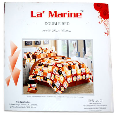 "DOUBLE COT BED SHEET WITH PILLOW COVERS -816-001 - Click here to View more details about this Product